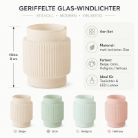 Boltze Windlicht Gladys 4er-Set Pastellfarben