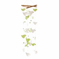 Windspiel Vögel 21x60cm Grün Lindgrün Capiz Muscheldeko hängend