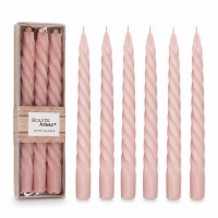 Boltze Home Twister Stabkerzen Rosa 6er Set – gedrehte Echtwachs-Kerzen