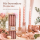 Boltze Home Twister Stabkerzen Rosa 6er Set – gedrehte Echtwachs-Kerzen