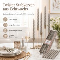Boltze Home Twister Stabkerzen 6er Set Hellgrau – Echtwachs 20 cm