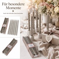 Boltze Home Twister Stabkerzen 6er Set Hellgrau – Echtwachs 20 cm