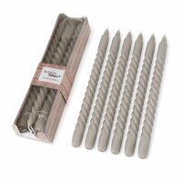 Boltze Home Twister Stabkerzen 6er Set Hellgrau – Echtwachs 20 cm