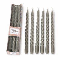 Boltze Home Twister Stabkerzen 6er Set Grau – Echtwachs 20 cm