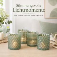 Boltze Windlicht Set Grün 4-teilig aus mattiertem Glas