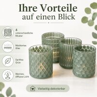 Boltze Windlicht Set Grün 4-teilig aus mattiertem Glas