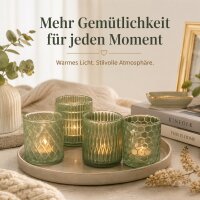 Boltze Windlicht Set Grün 4-teilig aus mattiertem Glas