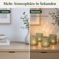 Boltze Windlicht Set Grün 4-teilig aus mattiertem Glas