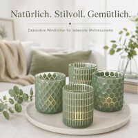 Boltze Windlicht Set Grün 4-teilig aus mattiertem Glas