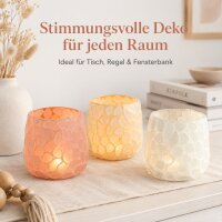 Boltze Windlicht 3er Set Bunt aus Glas mit Mosaik-Optik