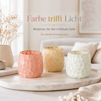 Boltze Windlicht 3er Set Bunt aus Glas mit Mosaik-Optik