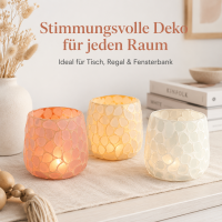 Buntes Windlicht 3er-Set in Mosaik-Optik – Lackiertes Glas