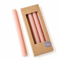 Stabkerze mit Rillen Farbig - 4er-SET