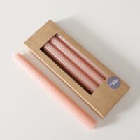 Stabkerze mit Rillen 4er-SET - Hellrosa