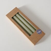 Stabkerze mit Rillen 4er-SET - Hellgrün