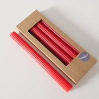 Stabkerze mit Rillen 4er-SET - Rot