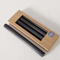 Stabkerze mit Rillen 4er-SET - Schwarz