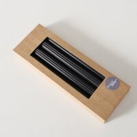 Stabkerze mit Rillen 4er-SET - Schwarz