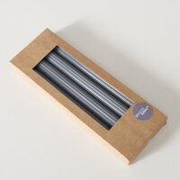 Stabkerze mit Rillen 4er-SET - Grau