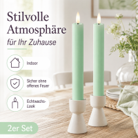 Deluxe Homeart LED Stabkerzen 2er Set Mint Minze