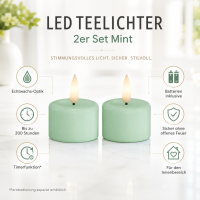 Deluxe Homeart LED Teelichter Mint Minze 2er Set Klein