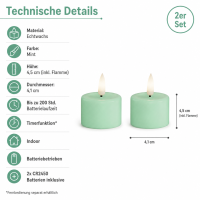 Deluxe Homeart LED Teelichter Mint Minze 2er Set Klein