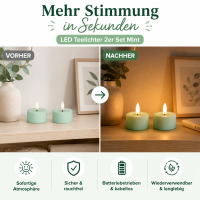 Deluxe Homeart LED Teelichter Mint Minze 2er Set Klein