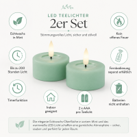 Deluxe Homeart LED Teelichter Mint Minze 2er Set Groß