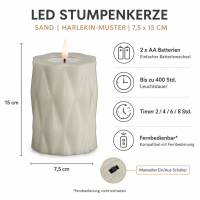 Harlequin LED Stumpenkerze Sand 7,5 x 15 cm