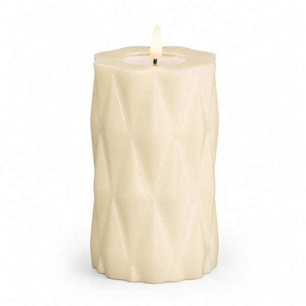 Harlequin LED Stumpenkerze Creme 7,5 x 10 cm