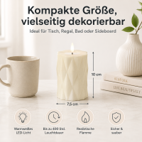 Harlequin LED Stumpenkerze Creme 7,5 x 10 cm