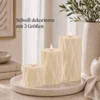 Harlequin LED Stumpenkerze Creme 7,5 x 10 cm