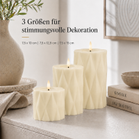 Harlequin LED Stumpenkerze Creme 7,5 x 10 cm