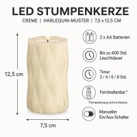 Harlequin LED Stumpenkerze Creme 7,5 x 12,5 cm