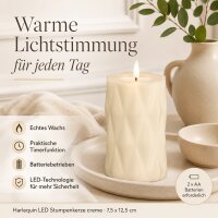 Harlequin LED Stumpenkerze Creme 7,5 x 12,5 cm