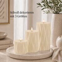 Harlequin LED Stumpenkerze Creme 7,5 x 12,5 cm