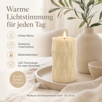 Harlequin LED Stumpenkerze Creme 7,5 x 15 cm