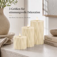 Harlequin LED Stumpenkerze Creme 7,5 x 15 cm