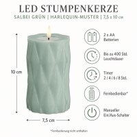 Harlequin LED Stumpenkerze Salbei Grün 7,5 x 10 cm