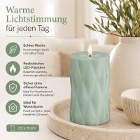 Harlequin LED Stumpenkerze Salbei Grün 7,5 x 15 cm