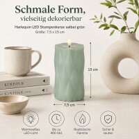 Harlequin LED Stumpenkerze Salbei Grün 7,5 x 15 cm