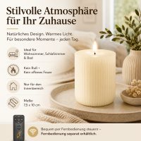 Shape Gerillte Kerze Creme 7,5 x 10 cm