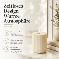Shape Gerillte Kerze Creme 7,5 x 10 cm