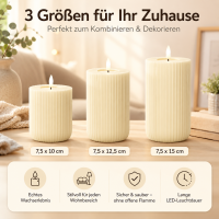 Shape Gerillte Kerze Creme 7,5 x 10 cm