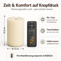 Shape Gerillte Kerze Creme 7,5 x 12,5 cm