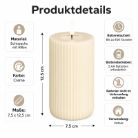 Shape Gerillte Kerze Creme 7,5 x 12,5 cm