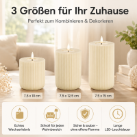 Shape Gerillte Kerze Creme 7,5 x 12,5 cm