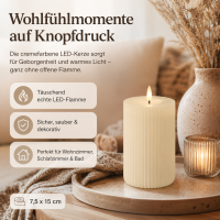Shape Gerillte Kerze Creme 7,5 x 15 cm