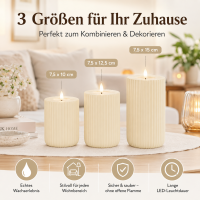Shape Gerillte Kerze Creme 7,5 x 15 cm