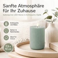 Shape Gerillte Kerze Salbei Grün 7,5 x 10 cm